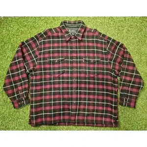Vintage Eddie Bauer Legend Wool Flannel Mens XXL Maroon Black
